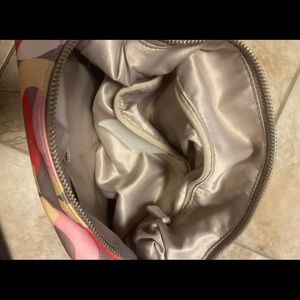 Pink, yellow and cream medium satin Coach shoulder purse